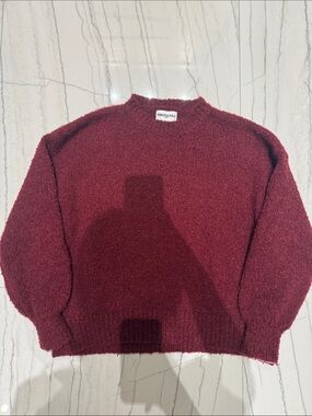 PRINCESS POLLY - Maroon Bouclé Stitched Crewneck Sweater (Brand New)